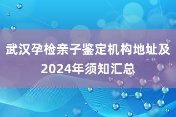 武汉孕检亲子鉴定机构地址及2024年须知汇总