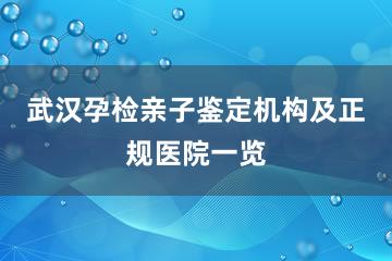 武汉孕检亲子鉴定机构及正规医院一览