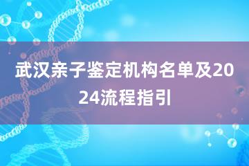 武汉亲子鉴定机构名单及2024流程指引