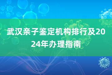 武汉亲子鉴定机构排行及2024年办理指南