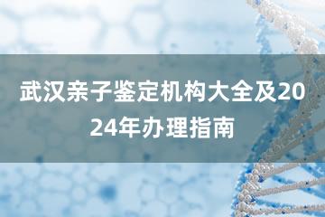 武汉亲子鉴定机构大全及2024年办理指南