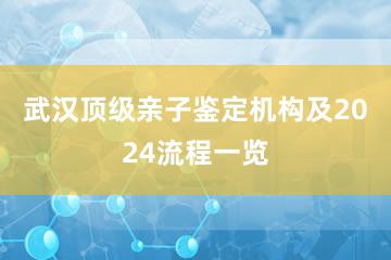 武汉顶级亲子鉴定机构及2024流程一览