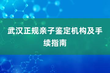 武汉正规亲子鉴定机构及手续指南