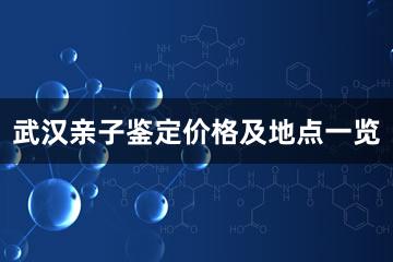 武汉亲子鉴定价格及地点一览