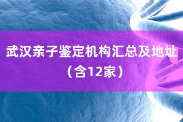 武汉亲子鉴定机构汇总及地址（含12家）