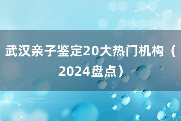 武汉亲子鉴定20大热门机构（2024盘点）