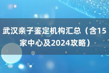 武汉亲子鉴定机构汇总（含15家中心及2024攻略）