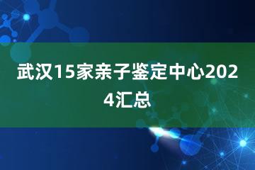 武汉15家亲子鉴定中心2024汇总