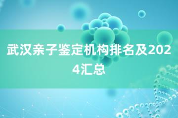 武汉亲子鉴定机构排名及2024汇总