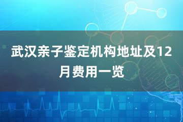 武汉亲子鉴定机构地址及12月费用一览