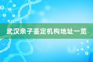 武汉亲子鉴定机构地址一览