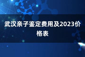 武汉亲子鉴定费用及2023价格表