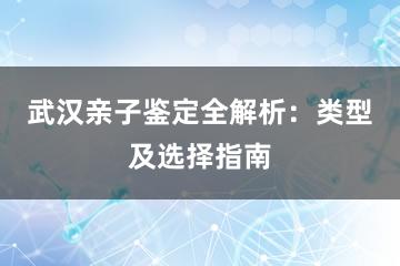 武汉亲子鉴定全解析：类型及选择指南